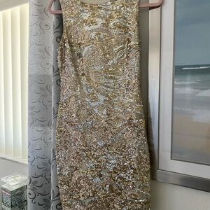bebe Gold Sequin Mini Dress